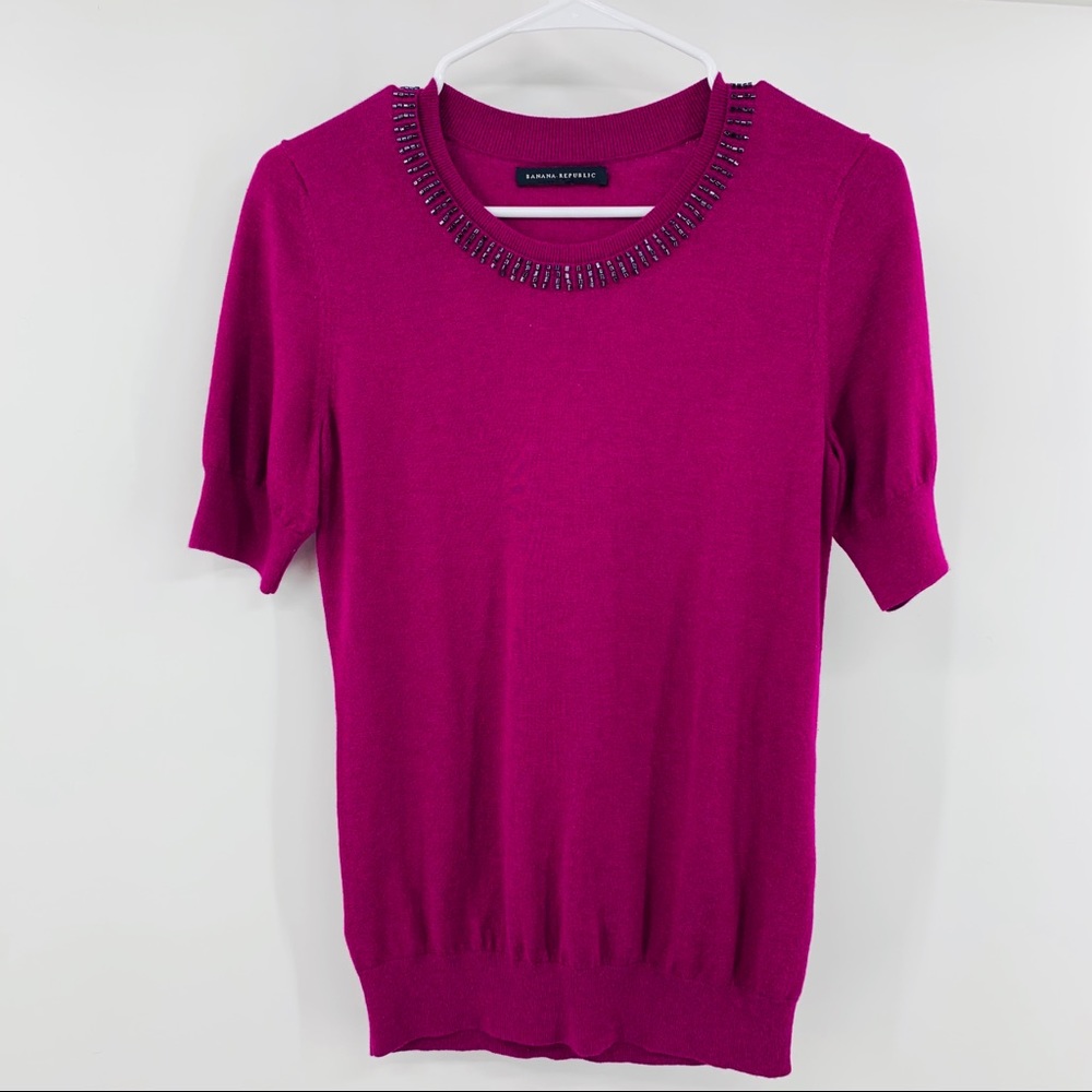 Banana Republic Magenta Scoop Neck Sweater